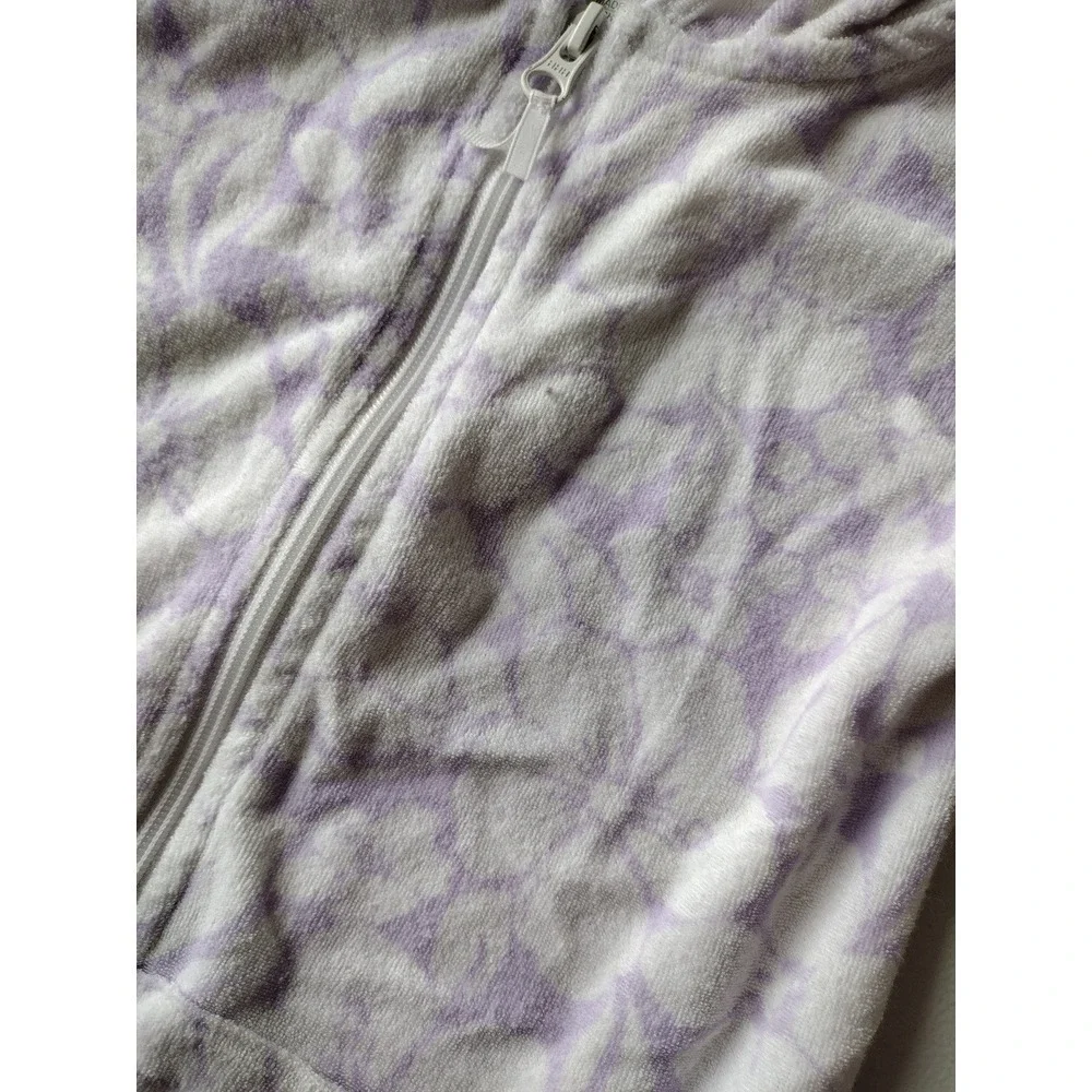 Wonder Nation Girls Purple Tie Dye Floral Terry Cloth Hooded Swim Cover Up M 7-8